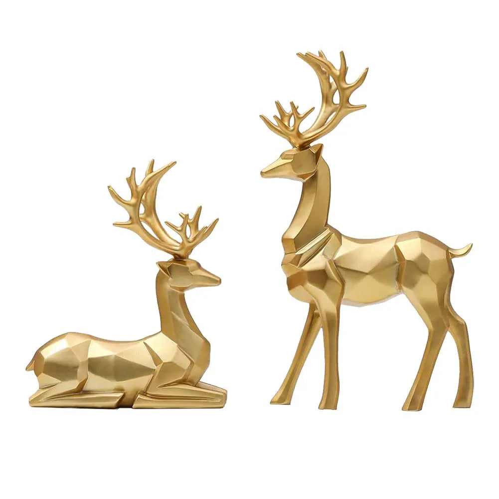 Cerf Géométrique Élégant – Sculpture Moderne en Résine pour Décoration Intérieure