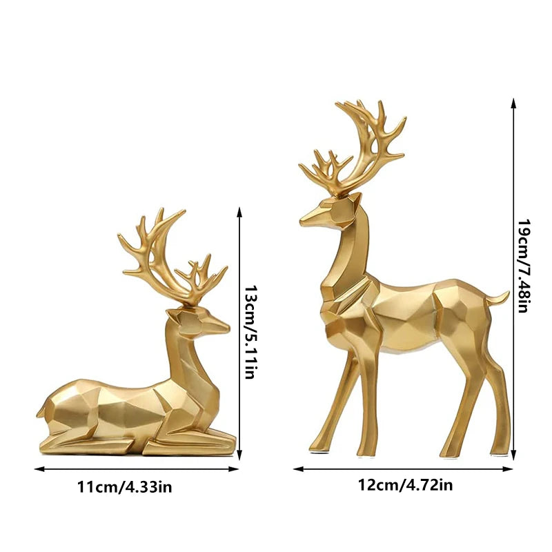 Cerf Géométrique Élégant – Sculpture Moderne en Résine pour Décoration Intérieure