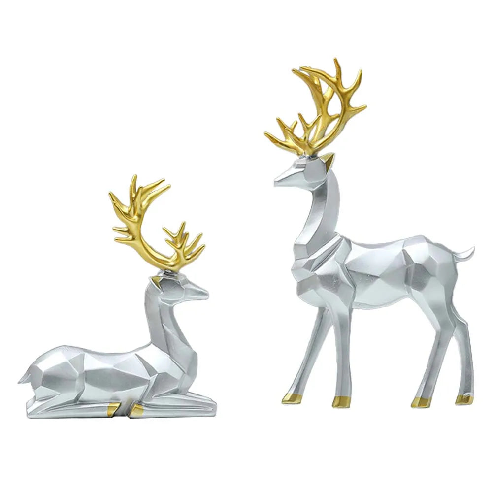 Cerf Géométrique Élégant – Sculpture Moderne en Résine pour Décoration Intérieure