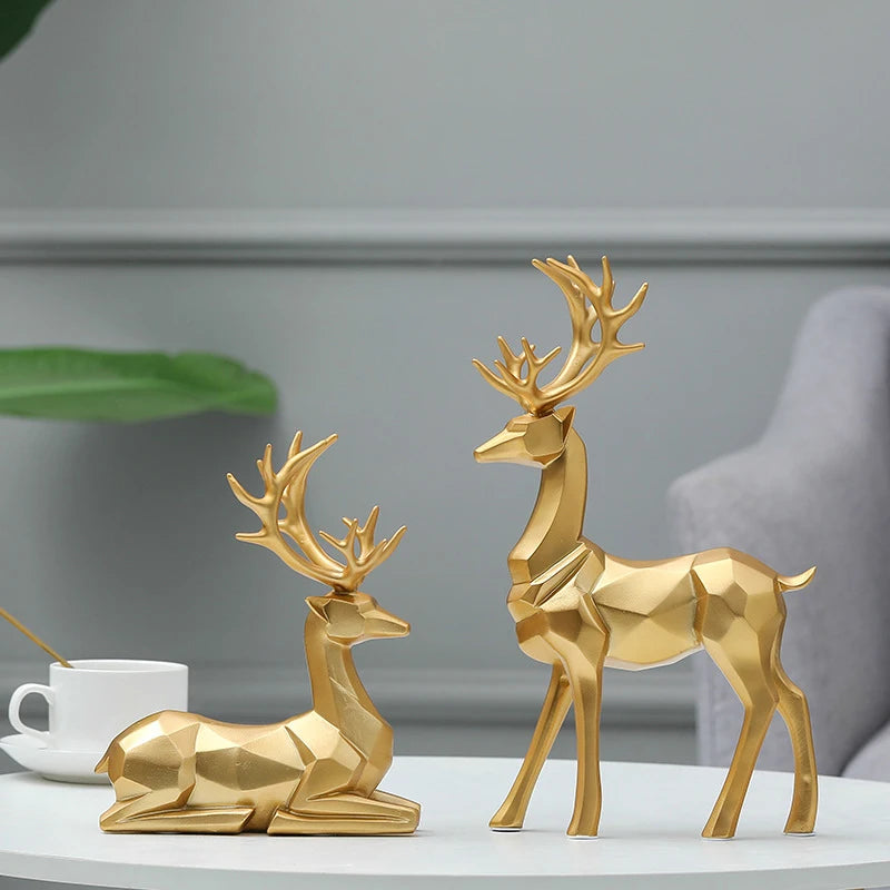 Cerf Géométrique Élégant – Sculpture Moderne en Résine pour Décoration Intérieure